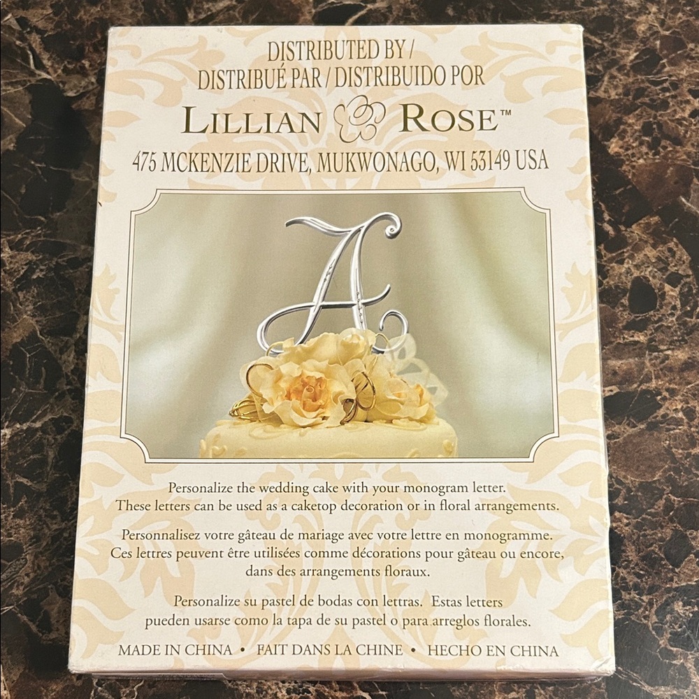 Silver Cake Monogram Topper - Picture 3 of 3